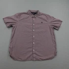 Fred Perry Shirt Mens 2XL Red Blue White Check Plaid Button Up Short Sleeve