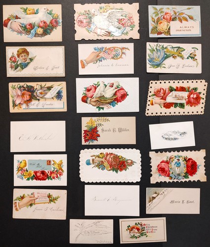 Antique Victorian Calling Cards Lot of 20 Floral - Diecuts Lot B