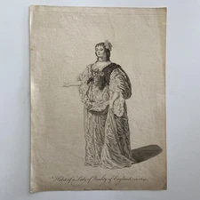 Antique Costume Engraving Habit of a Lady of Quality of England in 1640“ 