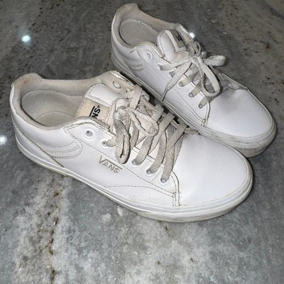 Vans Seldan Women's 6 White Leather Lace Up Sneakers