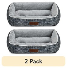  2 pack Plush Dog Bed, Lounger, Black, Washable, Med, 27"x20"