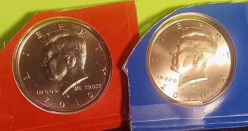 2010 P D Pair Kennedy Half Dollar Satin Finish CLAD Uncirculated Coin JFK TUFF