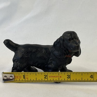 VINTAGE HUBLEY SOLID CAST IRON BLACK COCKER SPANIEL DOG FIGURINE