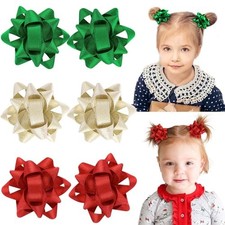 6PCS Christmas Hair Bows for Girls, Xmas Hair Clips  Christmas Bows-C