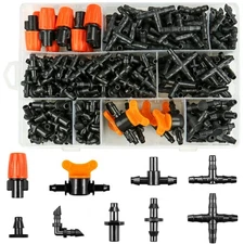 280 Pcs Drip Irrigation Fittings Kit for 1/4" Tubingï¼š 1/4 Inch Drip System Ba