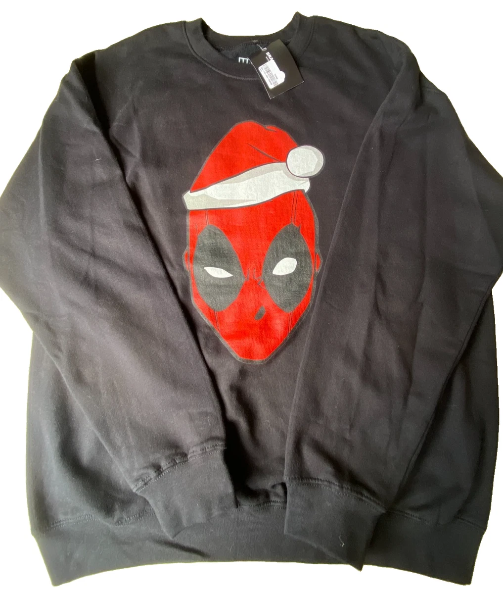 Marvel Deadpool Hombres Grande Negro Navidad Papá Noel Gráfico Sudadera Jersey