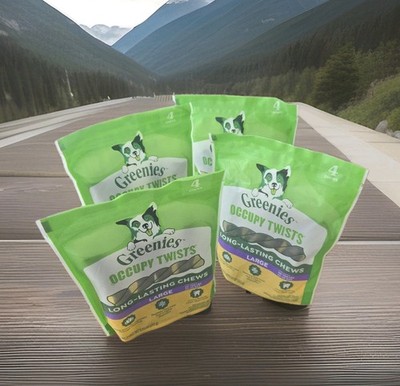 Lot of (4) Greenies Occupy Twists Natural Dog Treats Large Size 50-100 Pounds 