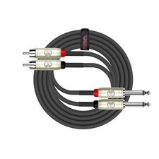 Kirlin Cable AP-403PR-06/BK - 6 Feet - Dual RCA to Dual 1/4-Inch Patch Cable