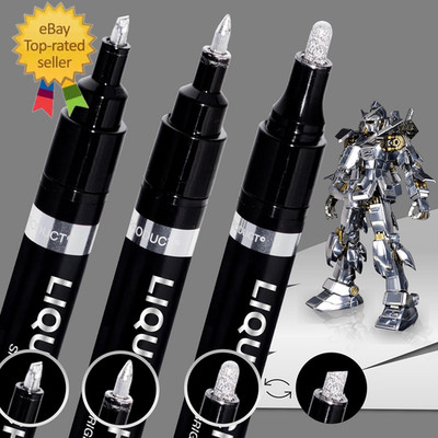 3PK Liquid Chrome Markers - Permanent Mirror Chrome Pens Chrome Paint Pens for P