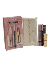 Loreal I Am Worth It Nudes Set Black Mascara Black Eyeliner & Nude Lipstick