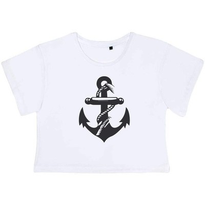 'Boat Anchor' Women's Cotton Crop Tops (CO047738)