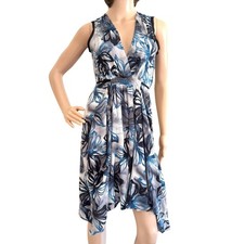 Simply Vera Vera Wang Dress Size XS Floral Sleeveless Blue Gray Faux Wrap V Neck