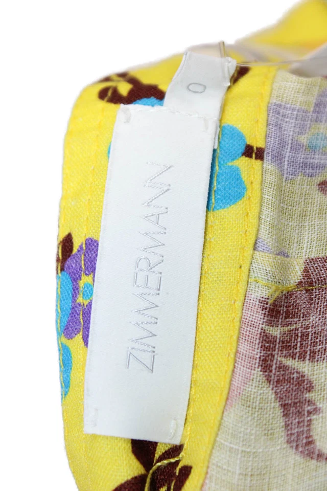 Zimmermann Women Collared Long Sleeve Floral Linen Jumpsuit Blue Size 0 - Image 4 of 4