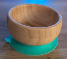Avanchy Baby Suction Bowl Green Bamboo Silicone BPA Free