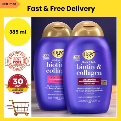 Biotin & Collagen Hair Thickening Sulfate Free Shampoo Conditioner OGX 385ml UK