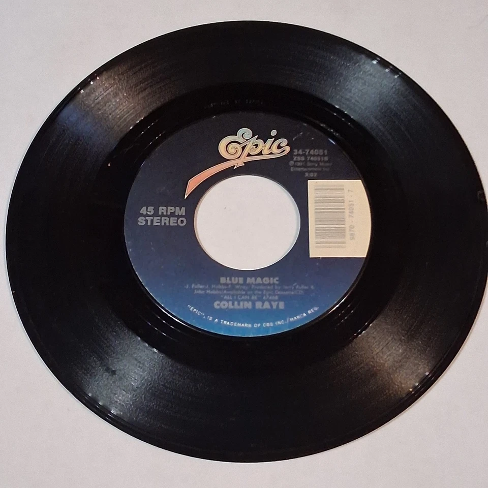Collin Raye 7 Vinyl Love Me / Blue Magic 45rpm Record Epic Records - Image 2 of 4