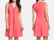NWT Elie Tahari Rich Pink "Lindy" Coral Front Zip Cocktail Dress US 8 RETAIL