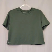 BYLT Essential Cropped Crew Wmn's Green T Shirt Short Sleeve Athleisure Sz L