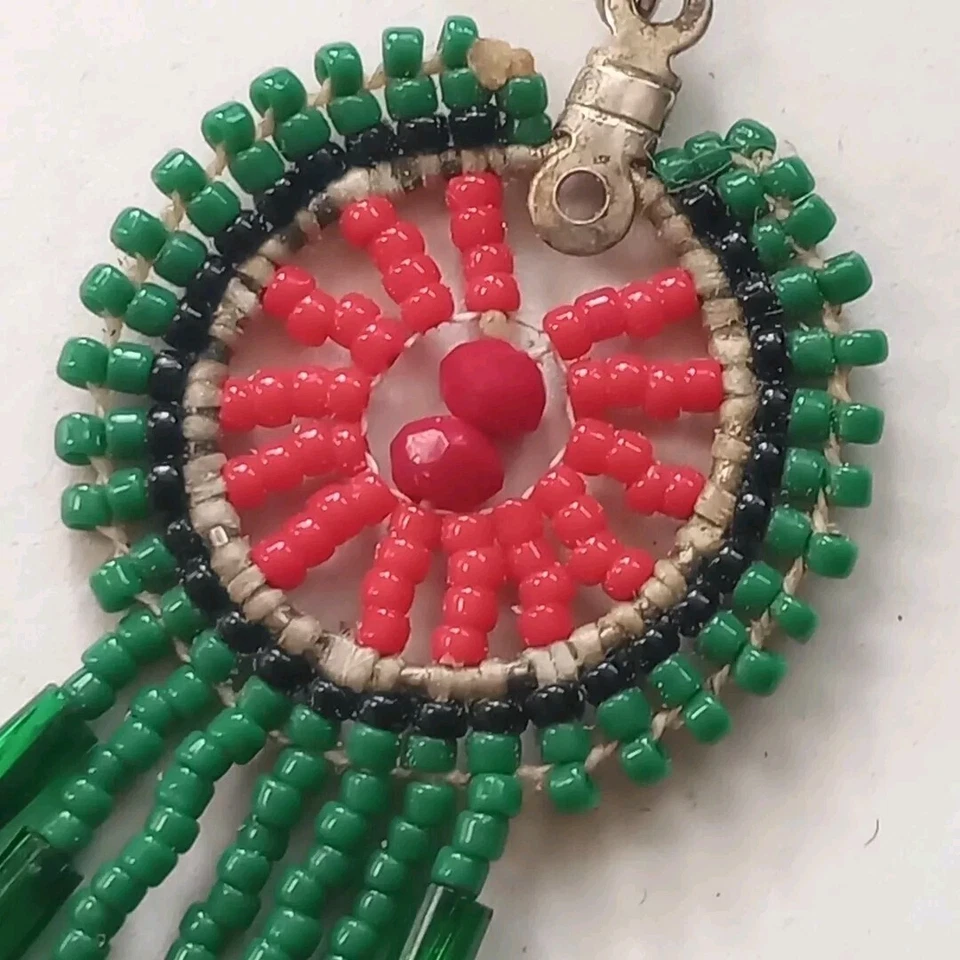 Pendientes de Navidad Tribal Indio Verde Navajo Peyote Puntada Atrapasueños Hopi Foto 2 de 4