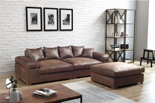 Big Sofa Megasofa Riesensofa AREZZO - Vintage Hellbraun inkl.Hocker