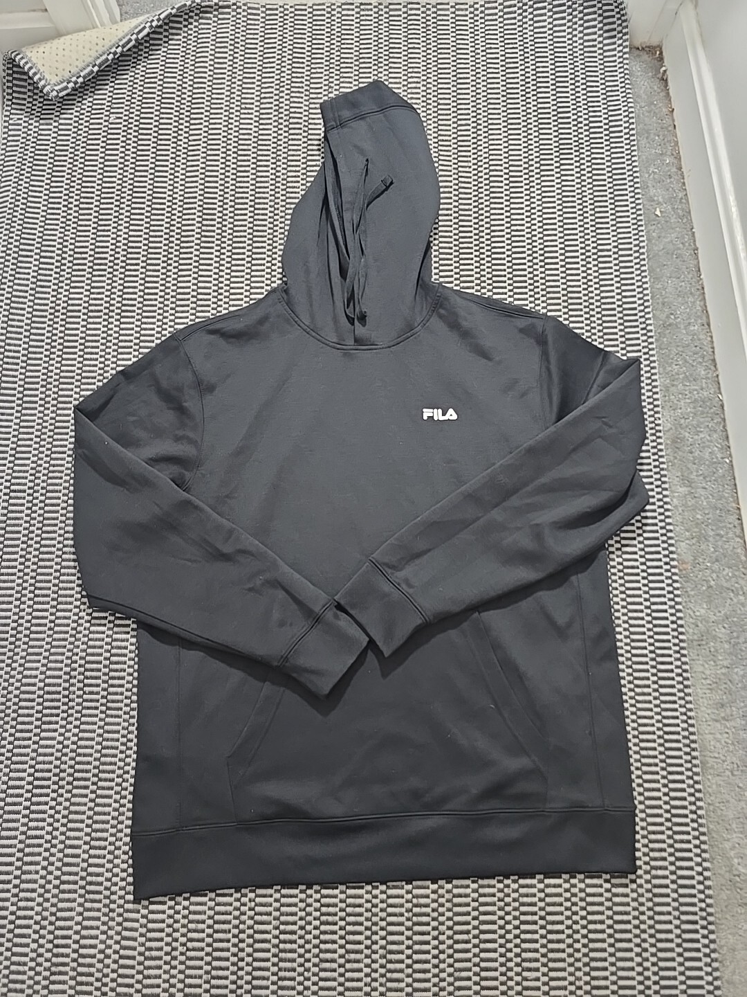 Fila Felpa con Cappuccio Uomo Large L Manica L Coulisse Tasca Logo Navy