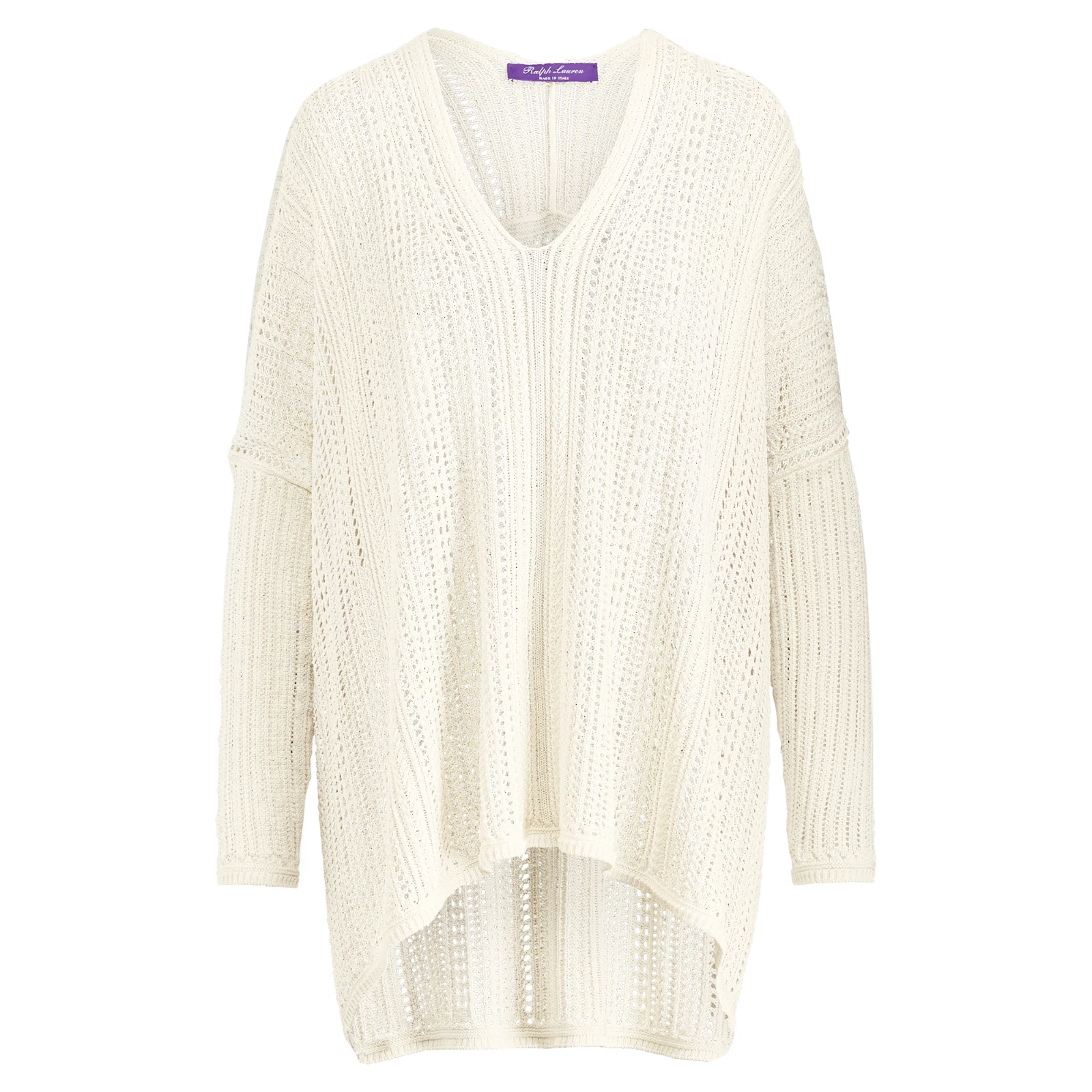 $1,450 Ralph Lauren Purple Label Collection Silk V Neck Pointelle Poncho Sweater