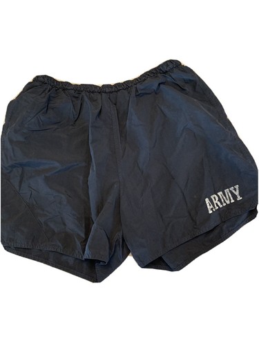 Army PT Shorts PFU XLarge Physical Fitness Black US Lined Running Exercise USGI