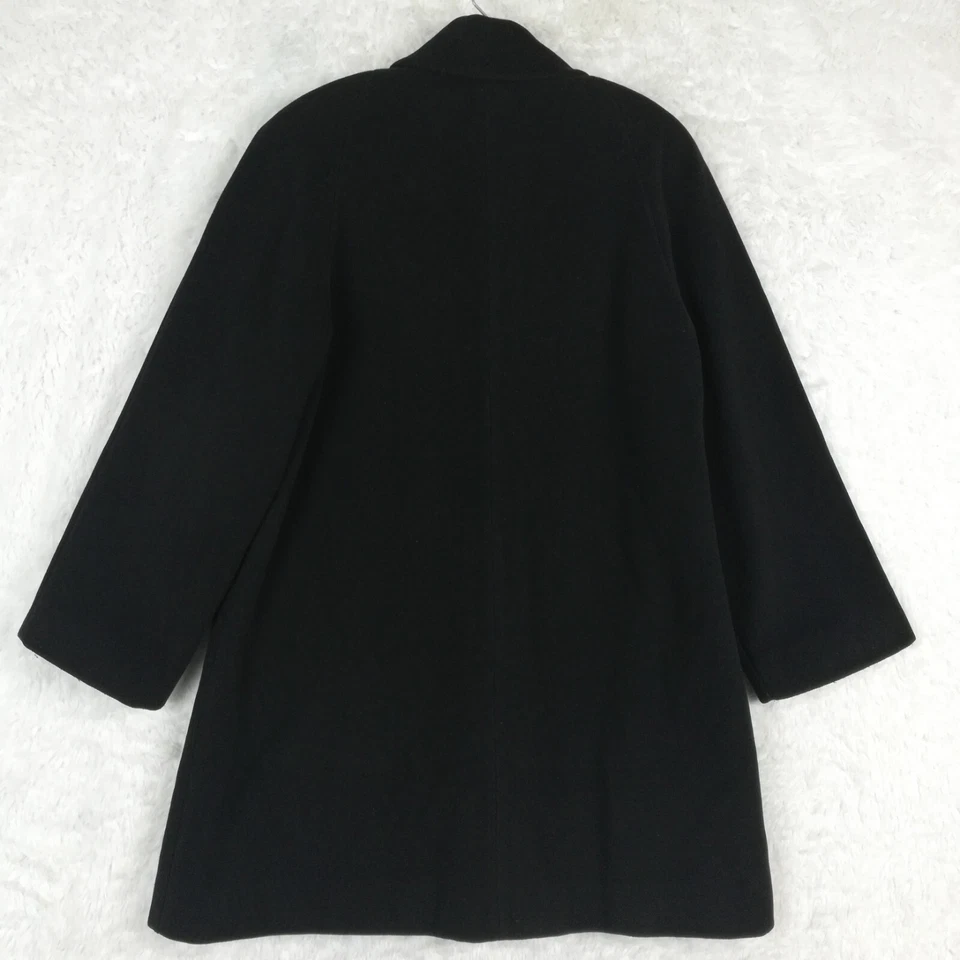 Abrigo De Colección Kristen Blake Mujer Lana De Cordero Mezcla Cachemira Negro Botón Pequeño 6P Foto 2 de 4