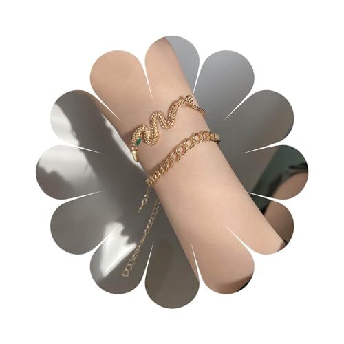 Punk Layered Snake Bracelet Cuban Link Chain Bracelets Layering Serpent Bracelet