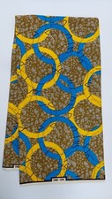 African Print Fabric/Ankara Prints 100 Wax Cotton-Blue/Yellow - 6 Yards