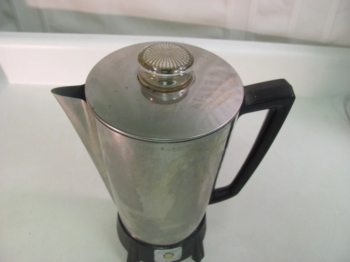 Vintage Presto Electric Percolator Coffee Pot Stainless 9 Cup PK10A