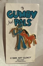 GUMBY AND PALS 1985 Art Clokey Collectible LAPEL HAT Pin new POKEY ENAMEL BROOCH