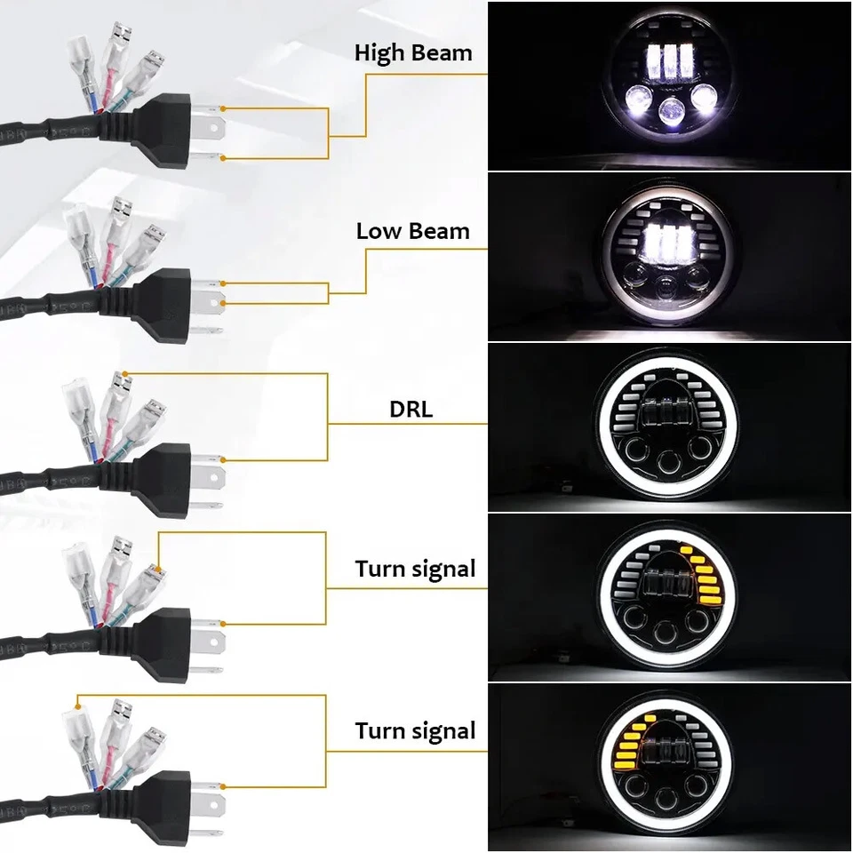 Faro LED 7 pulgadas 140 W alto/bajo + 2 piezas 4,5 pulgadas 80 W luz antiniebla para Harley Davidson Foto 2 de 4