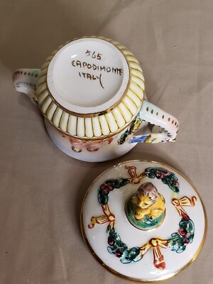 Capodimonte Cherub & Dragon Demitasse Espresso Tea Set Signed Capodimonte Cherub & Dragon Demitasse Espresso Tea Set Signed