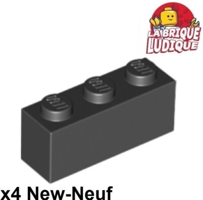 Lego 4X Brick 1X3 3X1 Black 3622 New