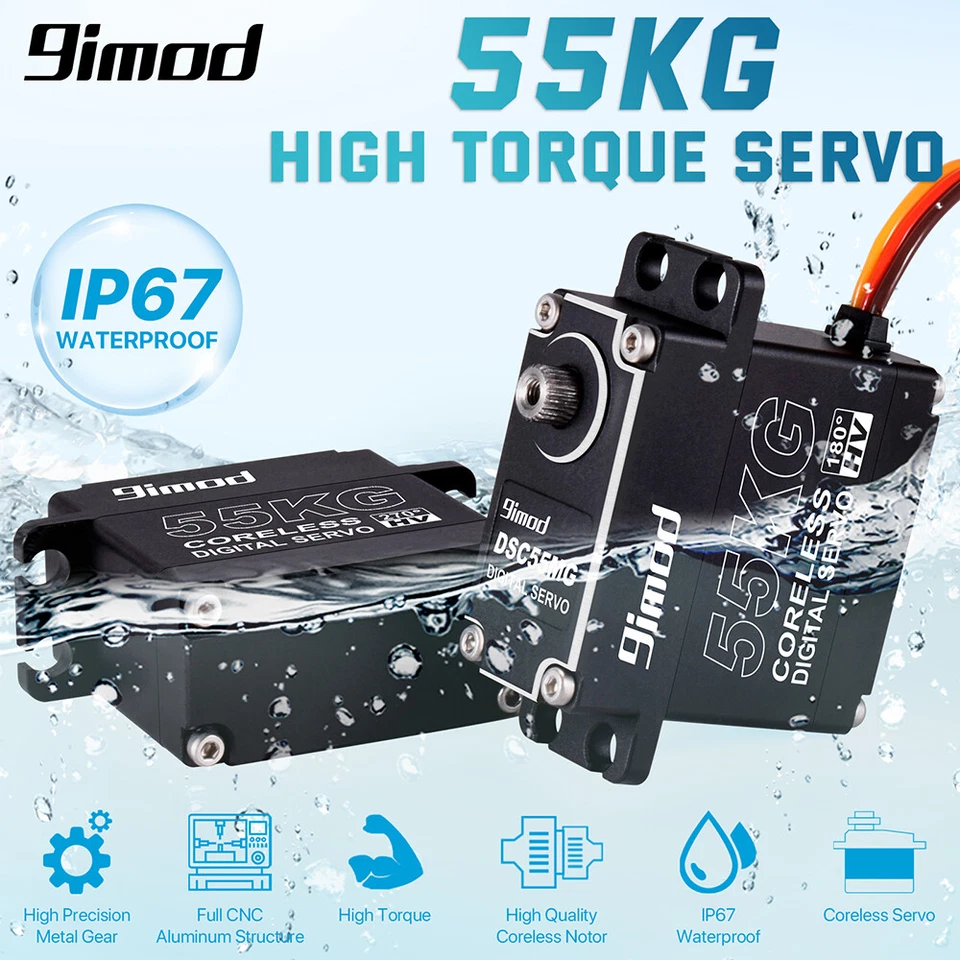 9imod 55kg Waterproof Magnetic Sensor Metal Digital Servo for 1/8 1/10 RC Cars - Image 3 of 4