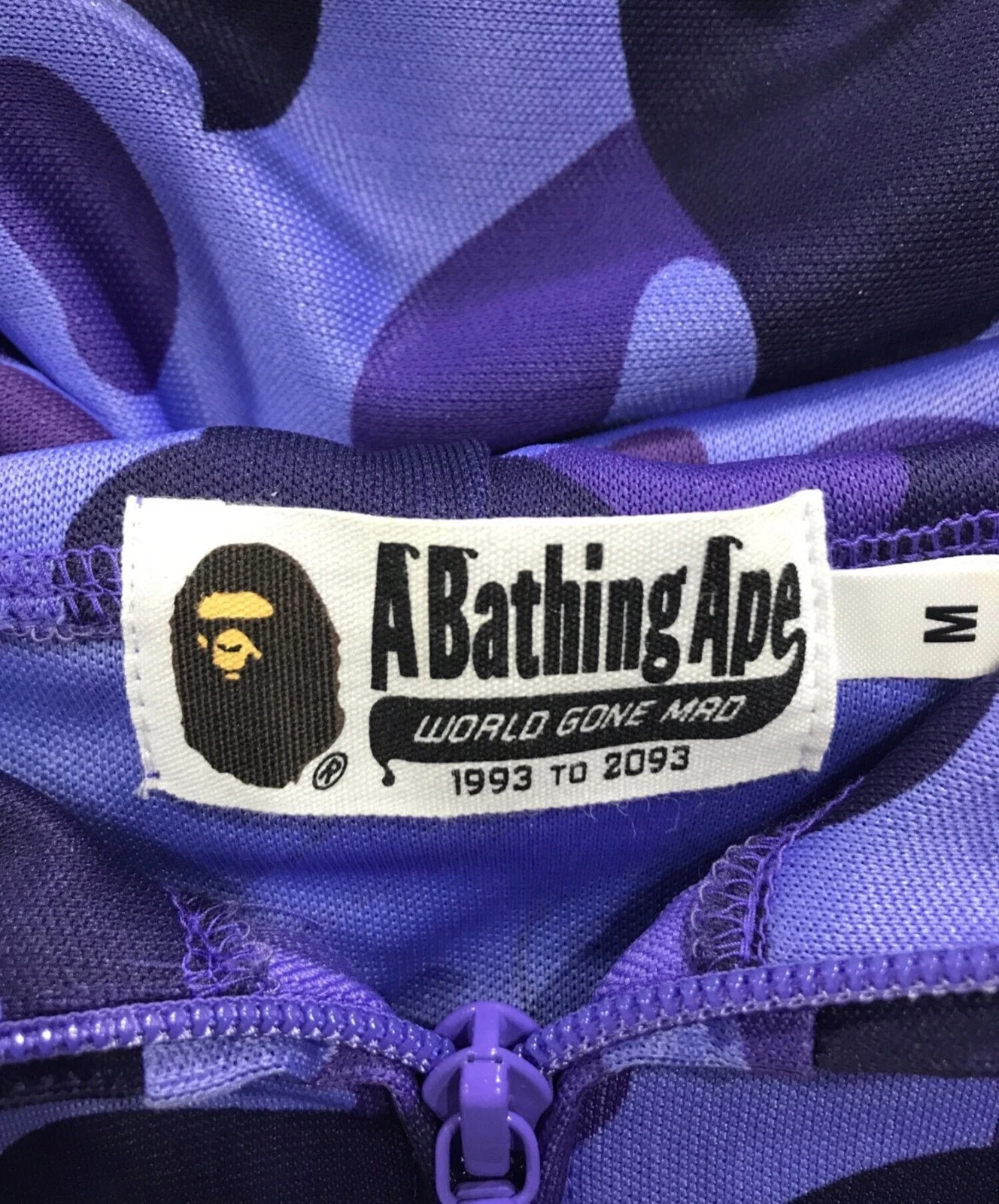 A BATHING APE (BAPE) Felpa con cappuccio e zip intera A BATHING APE Jersey Shark viola taglia M