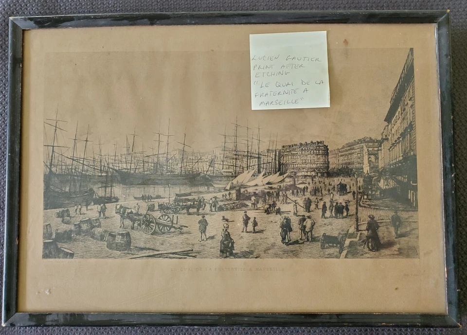 Lucien Gautier La Quai De La Fraternite Marsella Estampado Después del Grabado 11x14 Marco Foto 4 de 4