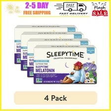 (4 pack) Celestial Seasonings Sleepytime Wellness Melatonin Herbal Tea Bags