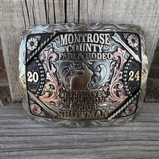 Cowboy Trophy Rodeo Style Belt Buckle with showman