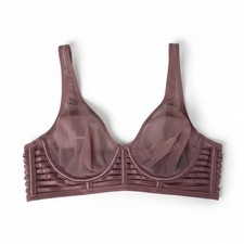Victoria Secret Very Sexy Unlined Sheer Pink Mesh Full Coverage Plunge Bra 34B