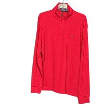 Polo Ralph Lauren Red 1/4 Zip Sweater Shirt Size Large Pullover Estate Old Money