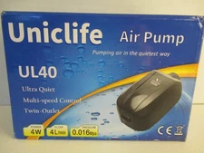 Uniclife Aquarium Air Pump Tubing & Air Stone UL40 2 Outlets Pre-Owned