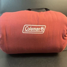 Coleman Red Zip Up Camping Sleeping Bag 39" x 79" Gray Cotton Lining 8381-752