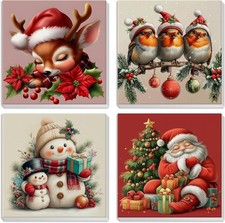 HEIBAGO 4 Pack Christmas Framed Paint by Numbers Kit for 8X8 Inch, BK4ZH001