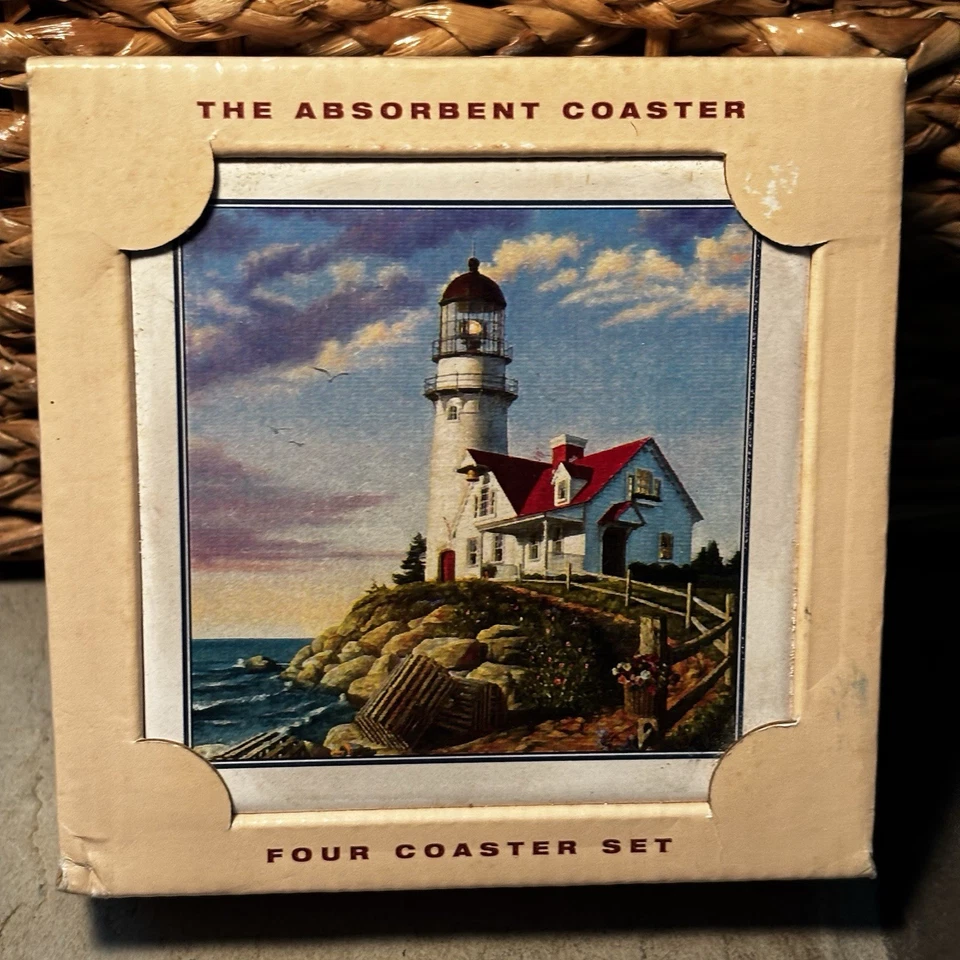 Juego de 4 posavasos de piedra absorbente náutica faro playa Highland gráficos Foto 4 de 4