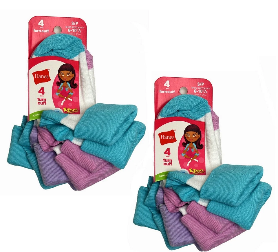 Calcetines Hanes Turn Cuff EZ Sort 2 paquetes de cuatro 8 pares en total Foto 2 de 2