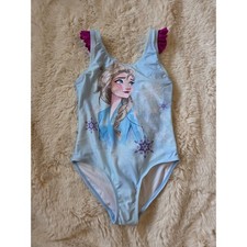 Disney Frozen Elsa One Piece Blue Swimsuit size 7/8 NWOT