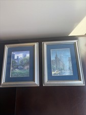Vintage Framed Cityscape Prints Set of 2   Urban Wall Art w/ Silver Tone Frames