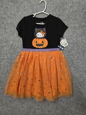 Hello Kitty Sanrio Girls Halloween Jack O Lantern Tutu Dress XS 4/5 Nwt